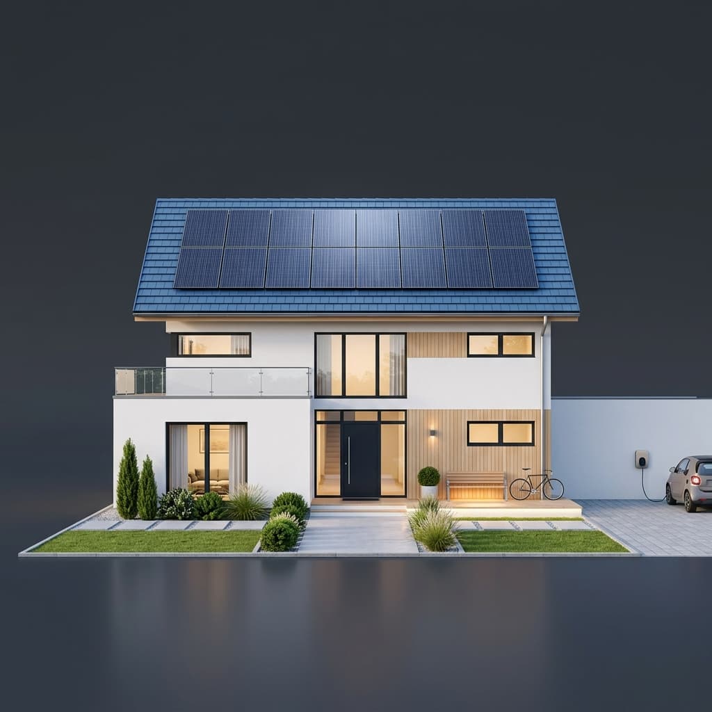 Building with solar panels